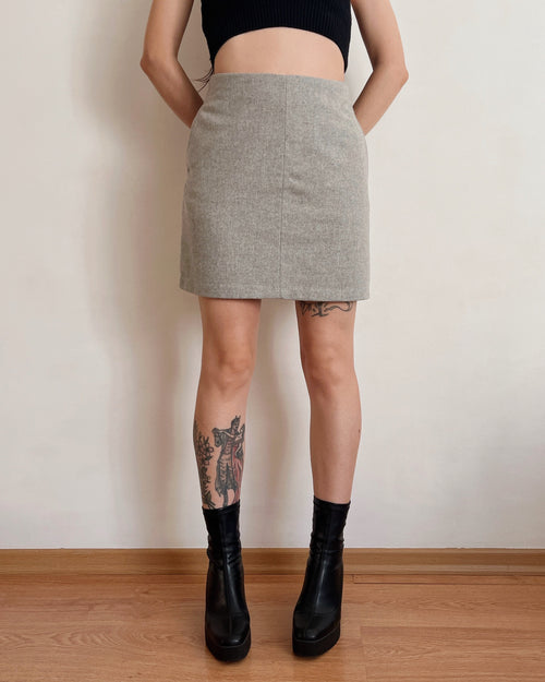 Gray wool mini skirt (XS)