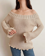 Vintage off-shoulder knit top (M)