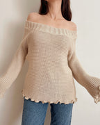 Vintage off-shoulder knit top (M)