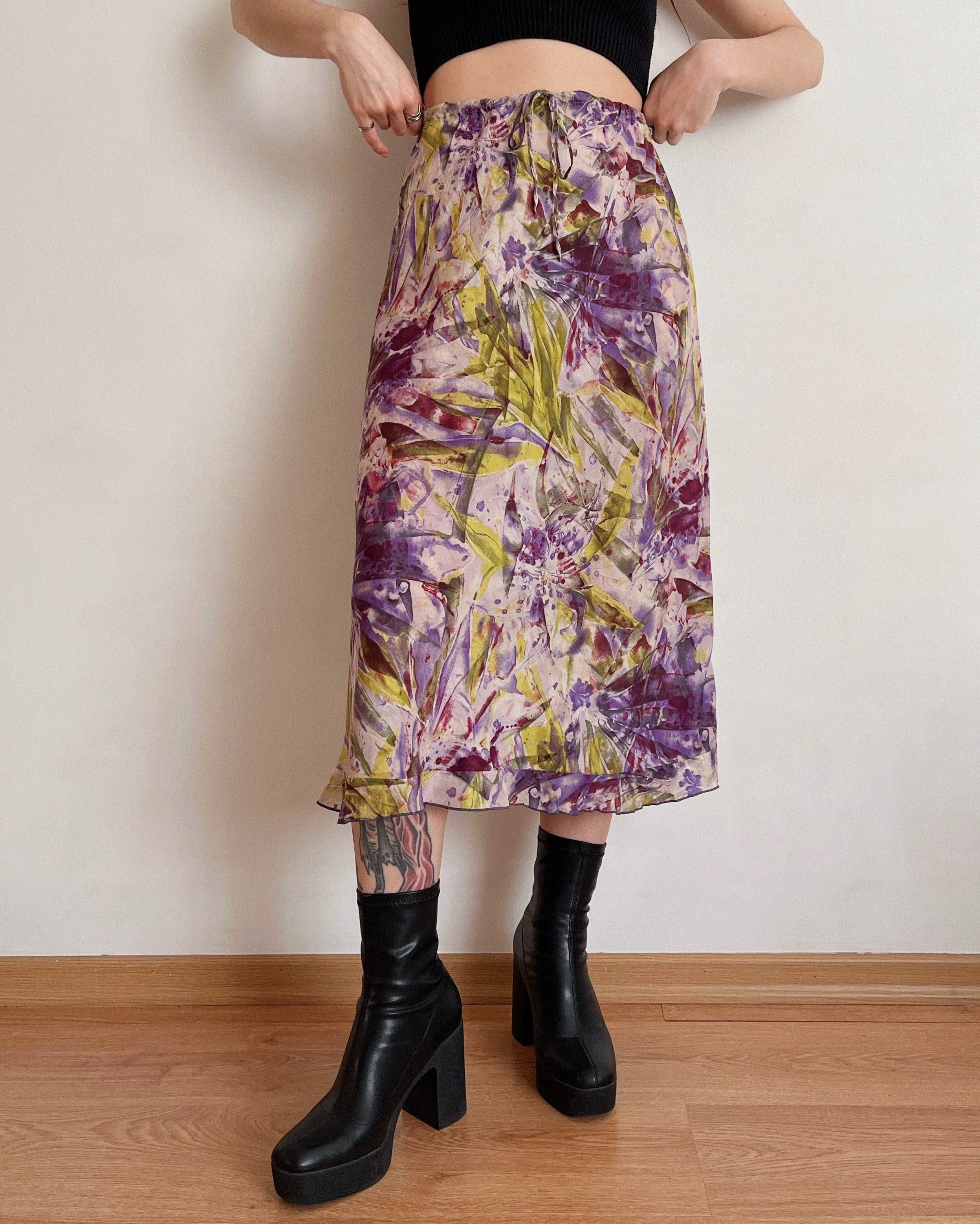 100% silk vintage maxi skirt (XS-M)