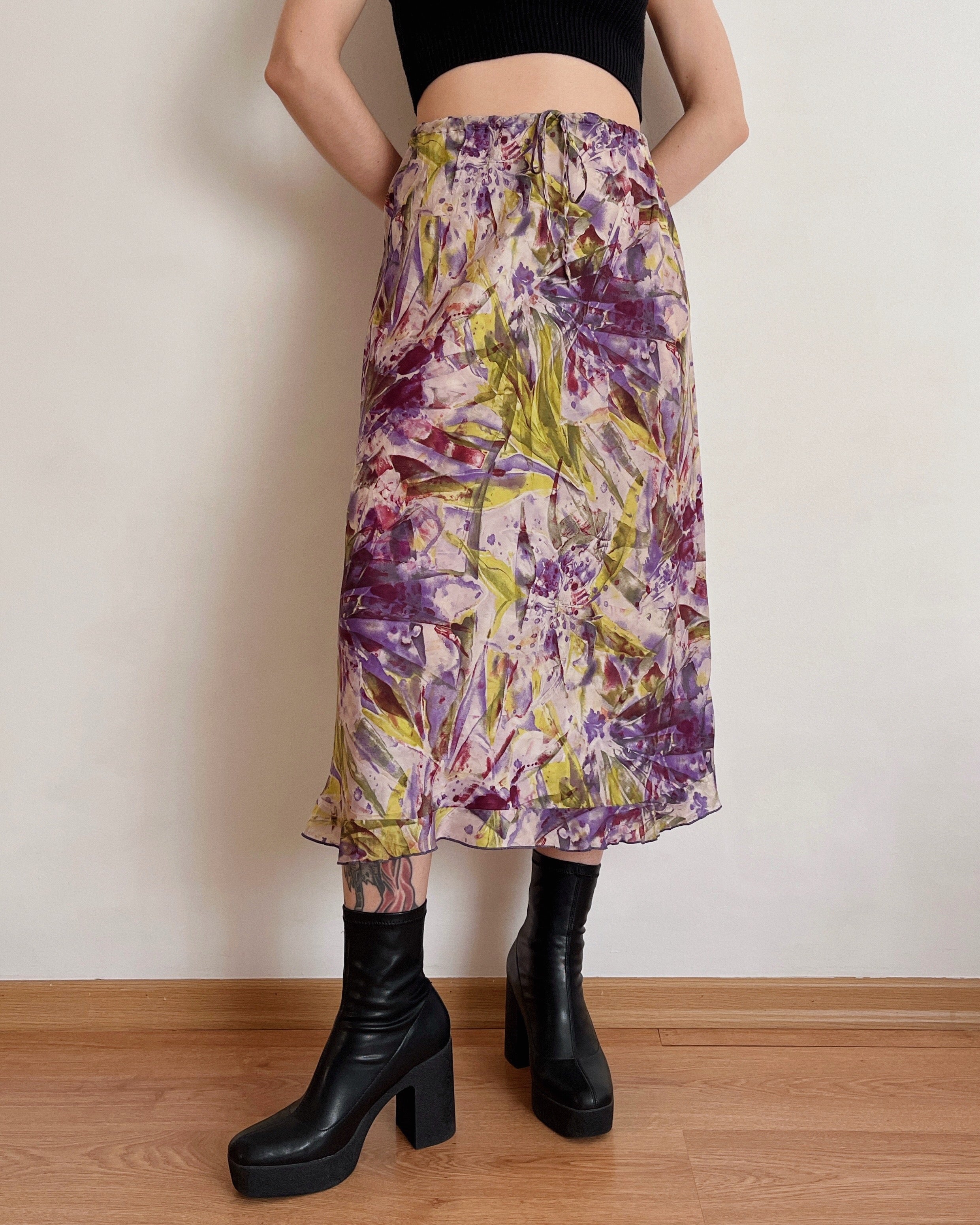 100% silk vintage maxi skirt (XS-M)