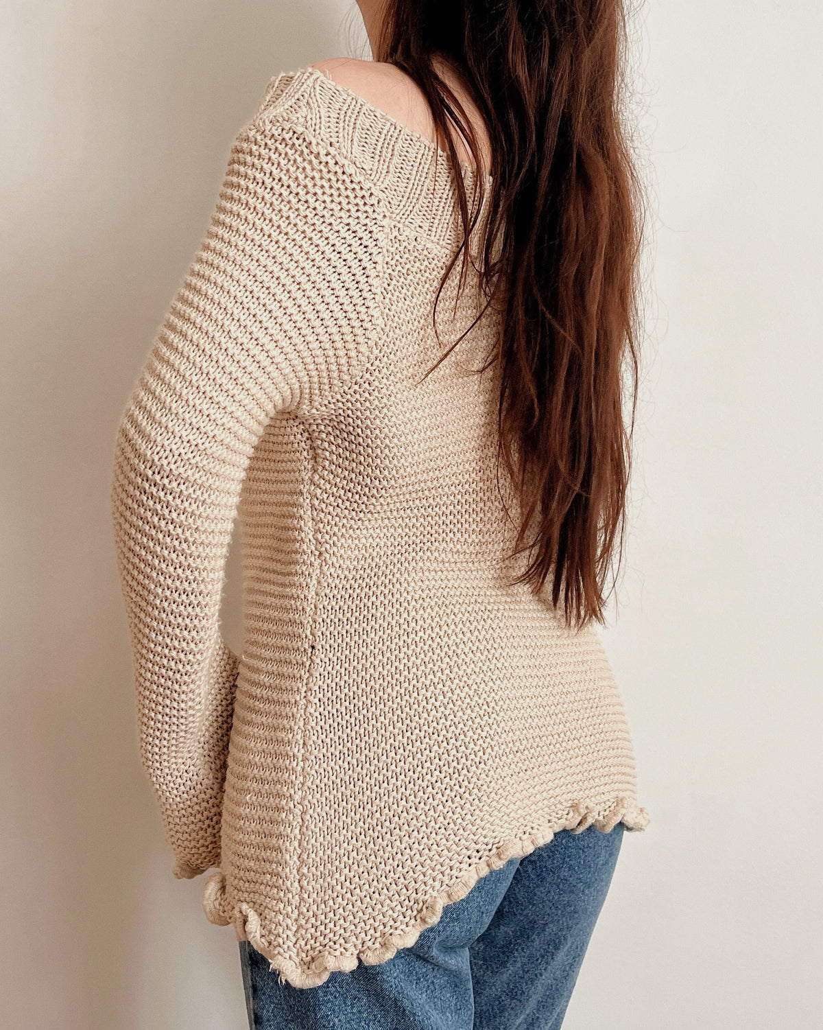 Vintage off-shoulder knit top (M)