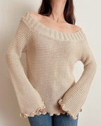 Vintage off-shoulder knit top (M)