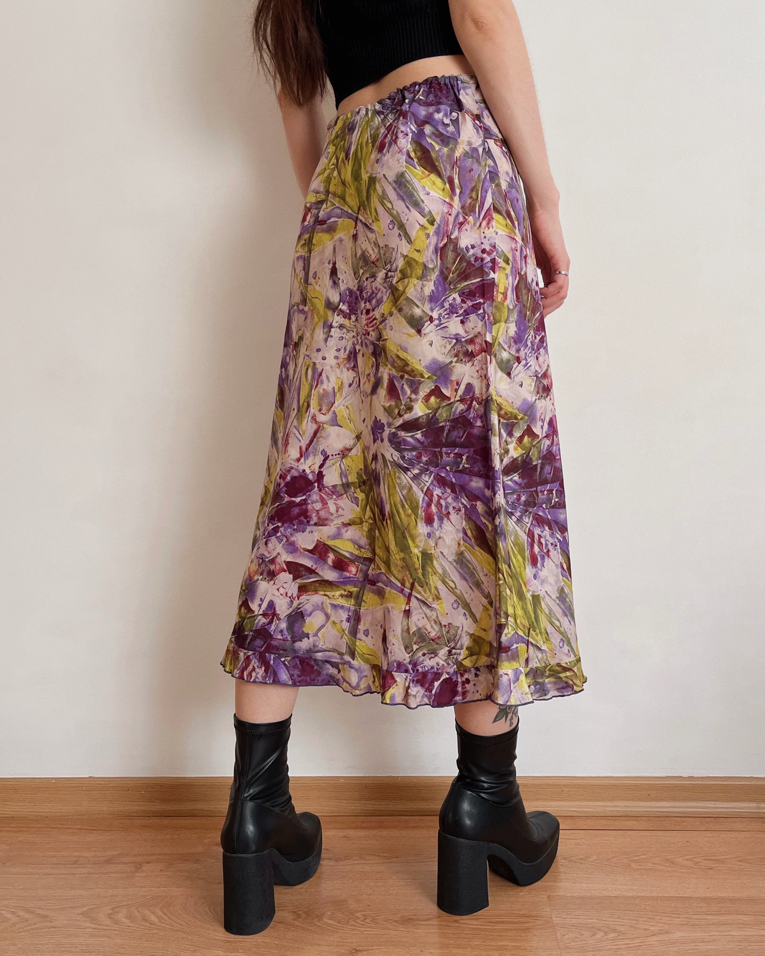 100% silk vintage maxi skirt (XS-M)