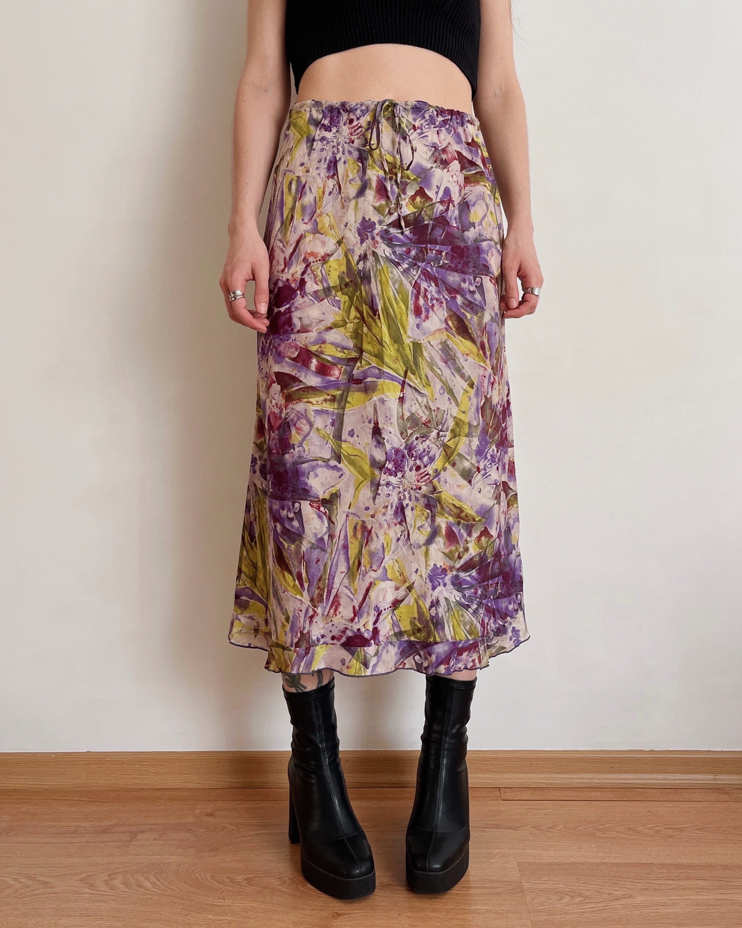 100% silk vintage maxi skirt (XS-M)
