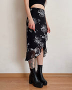 Asymmetric vintage midi skirt (XS/S)