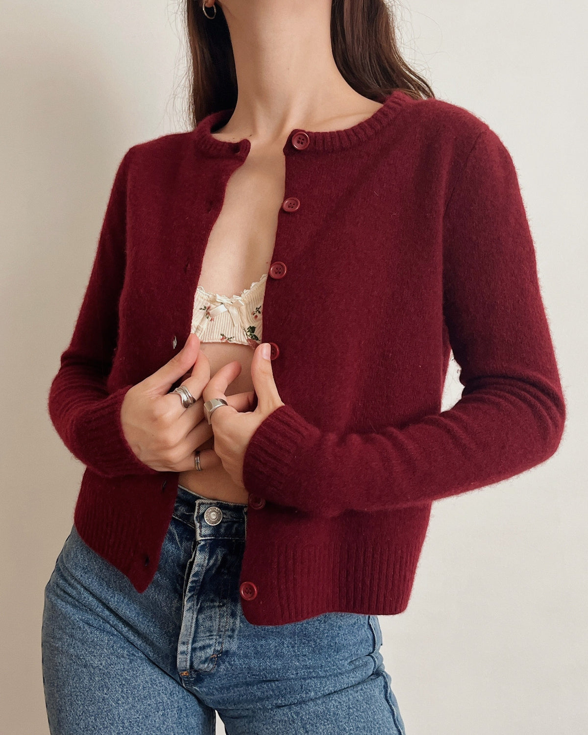 Cropped knit cardigan (XS)