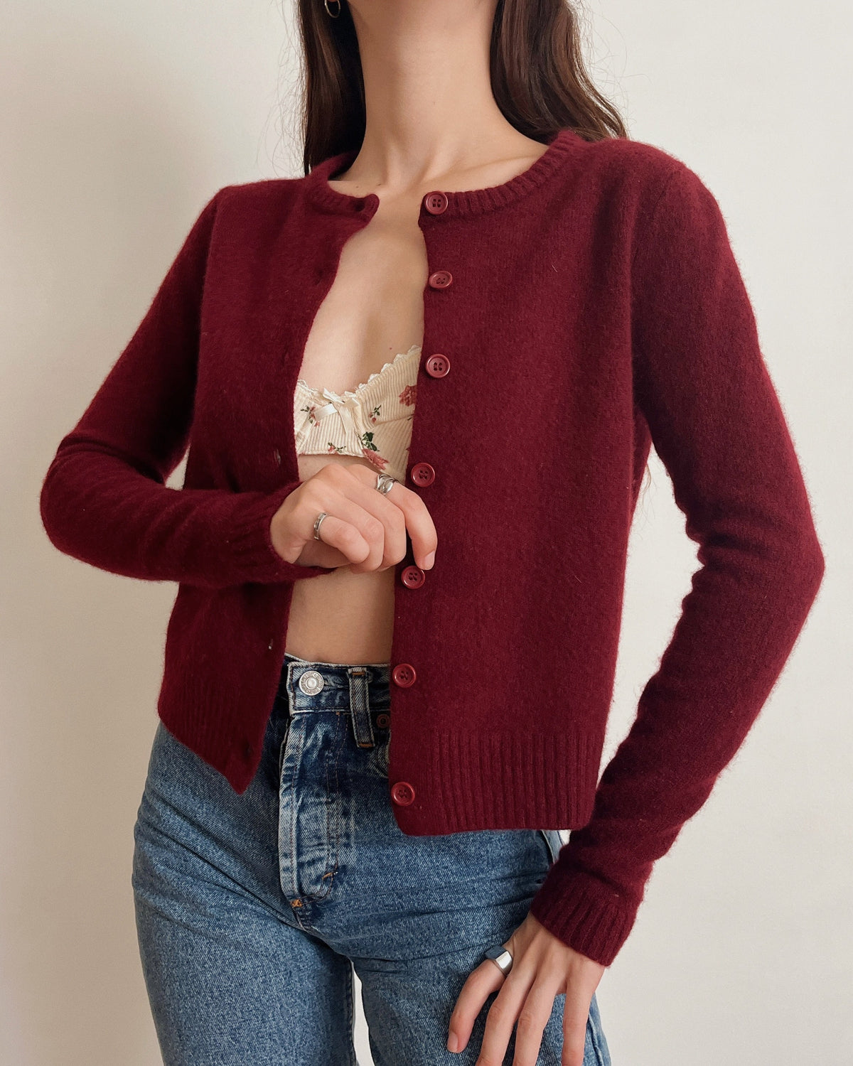 Cropped knit cardigan (XS)