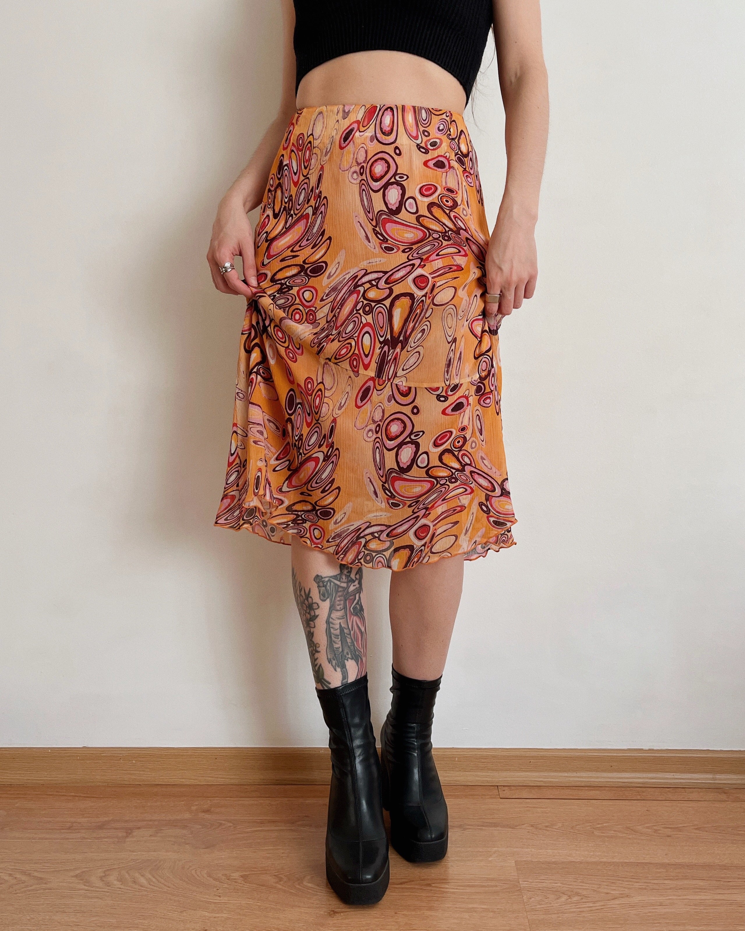 Orange vintage midi skirt (M/L)