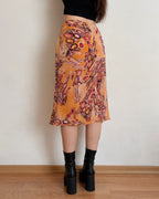 Orange vintage midi skirt (M/L)