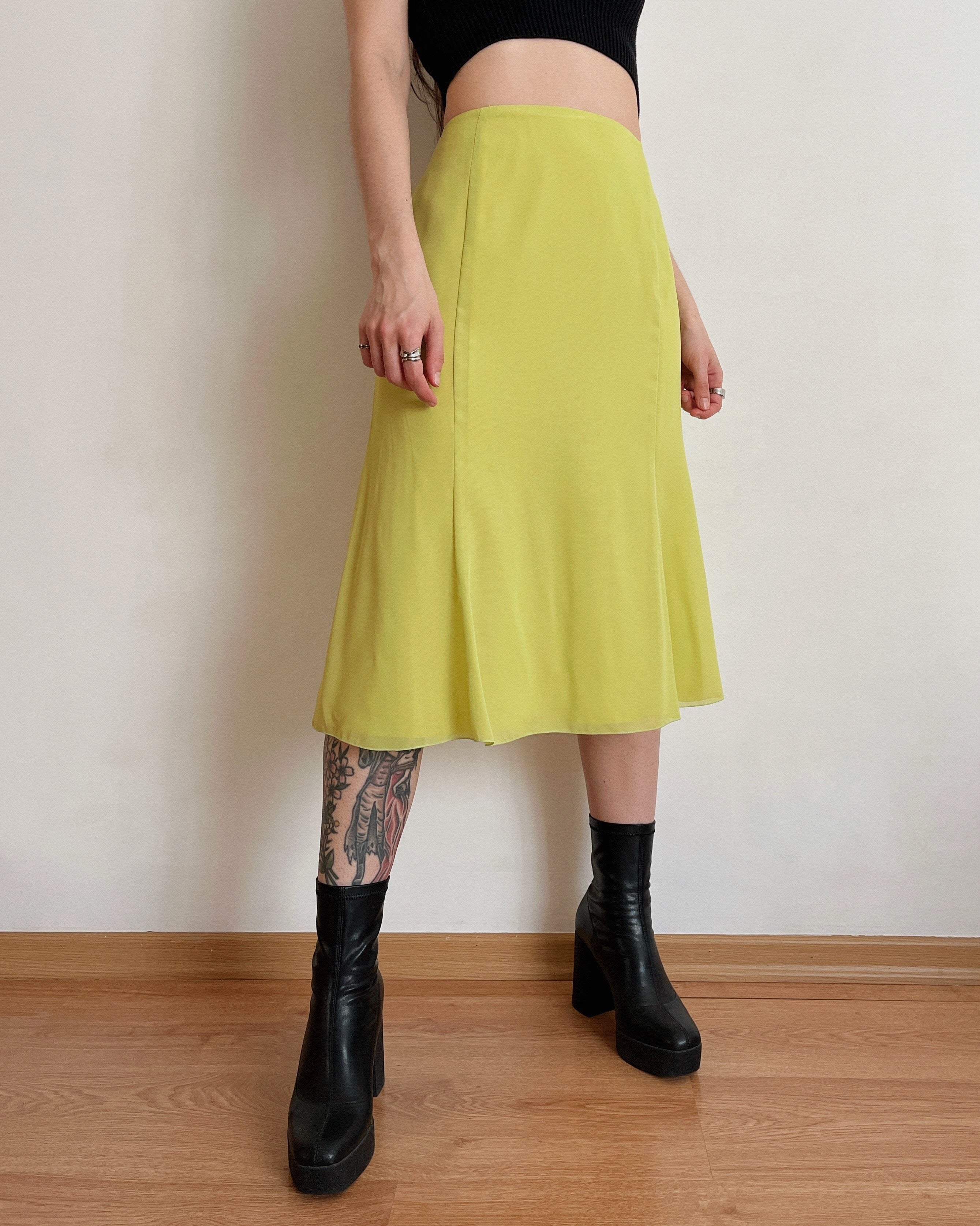 Lime green vintage skirt (L)