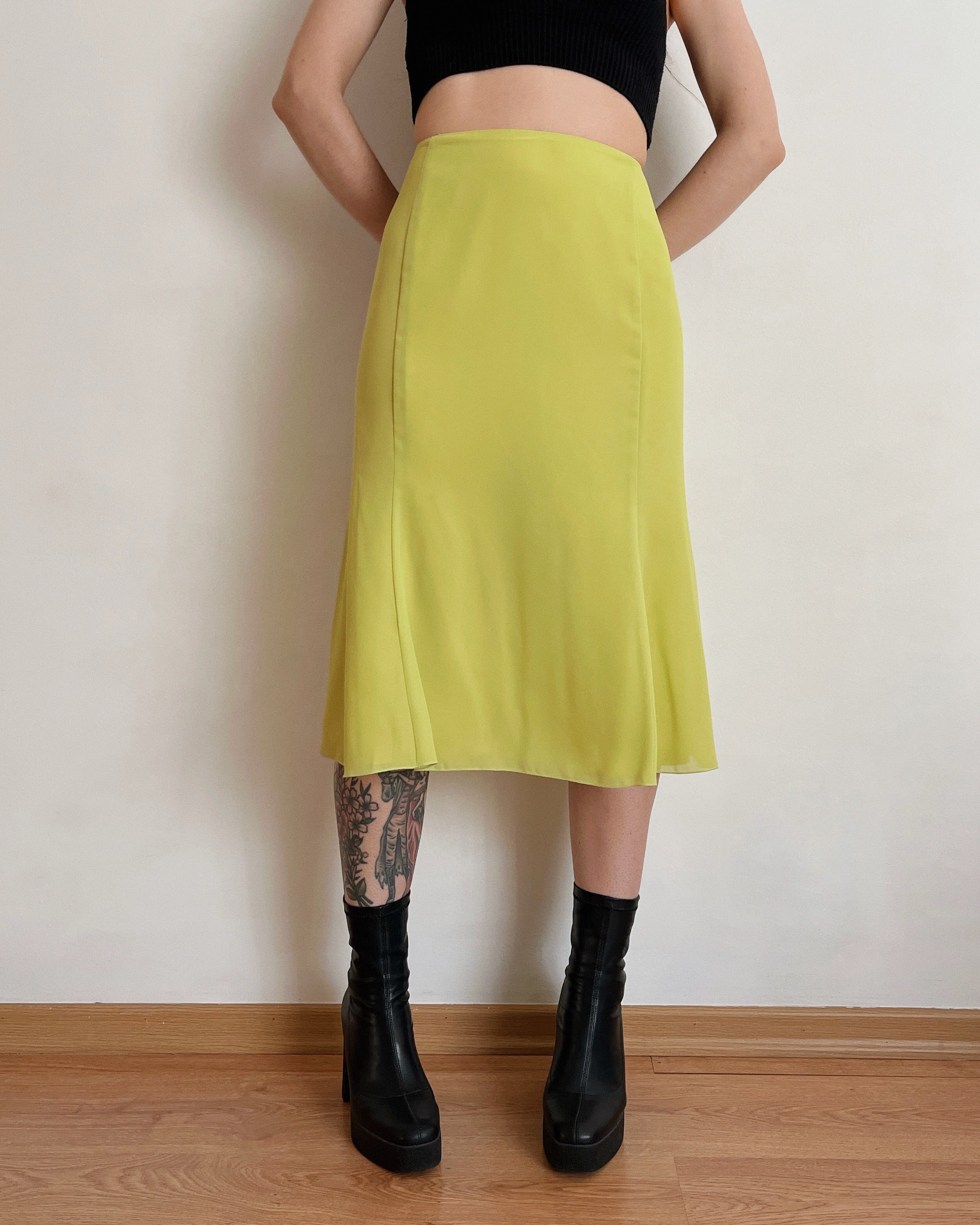 Lime green vintage skirt (L)