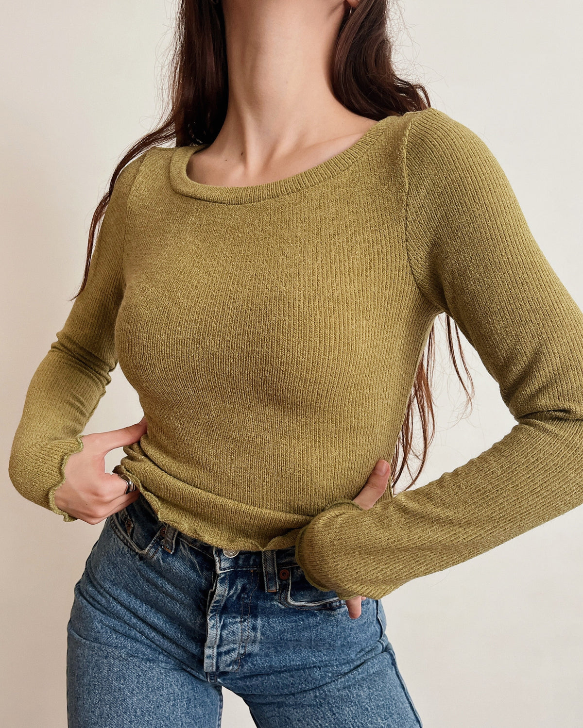 Boat neck knit top (XS)