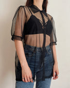 Puff sleeve mesh top (S/M)