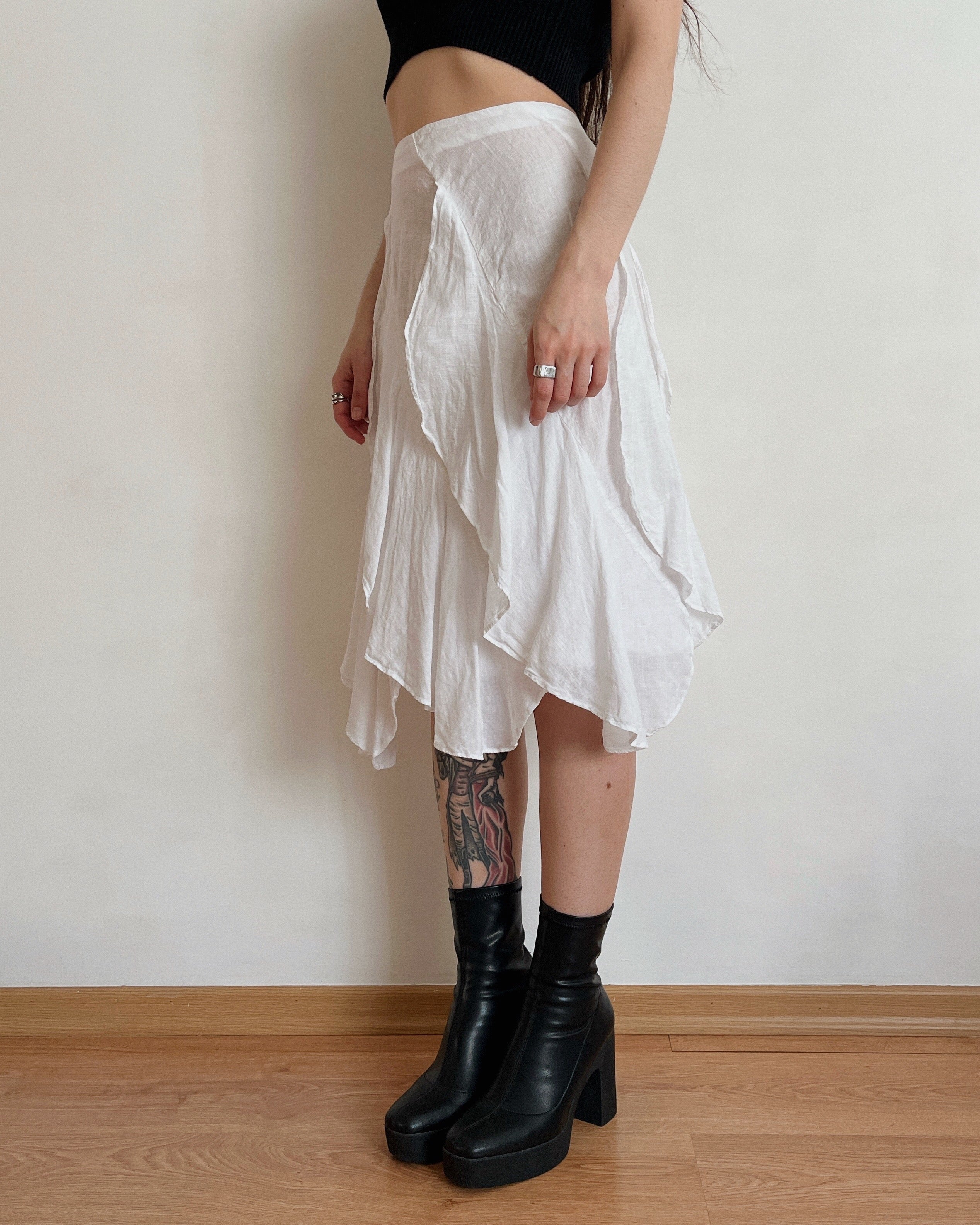 100% linen vintage midi skirt (XS/S)