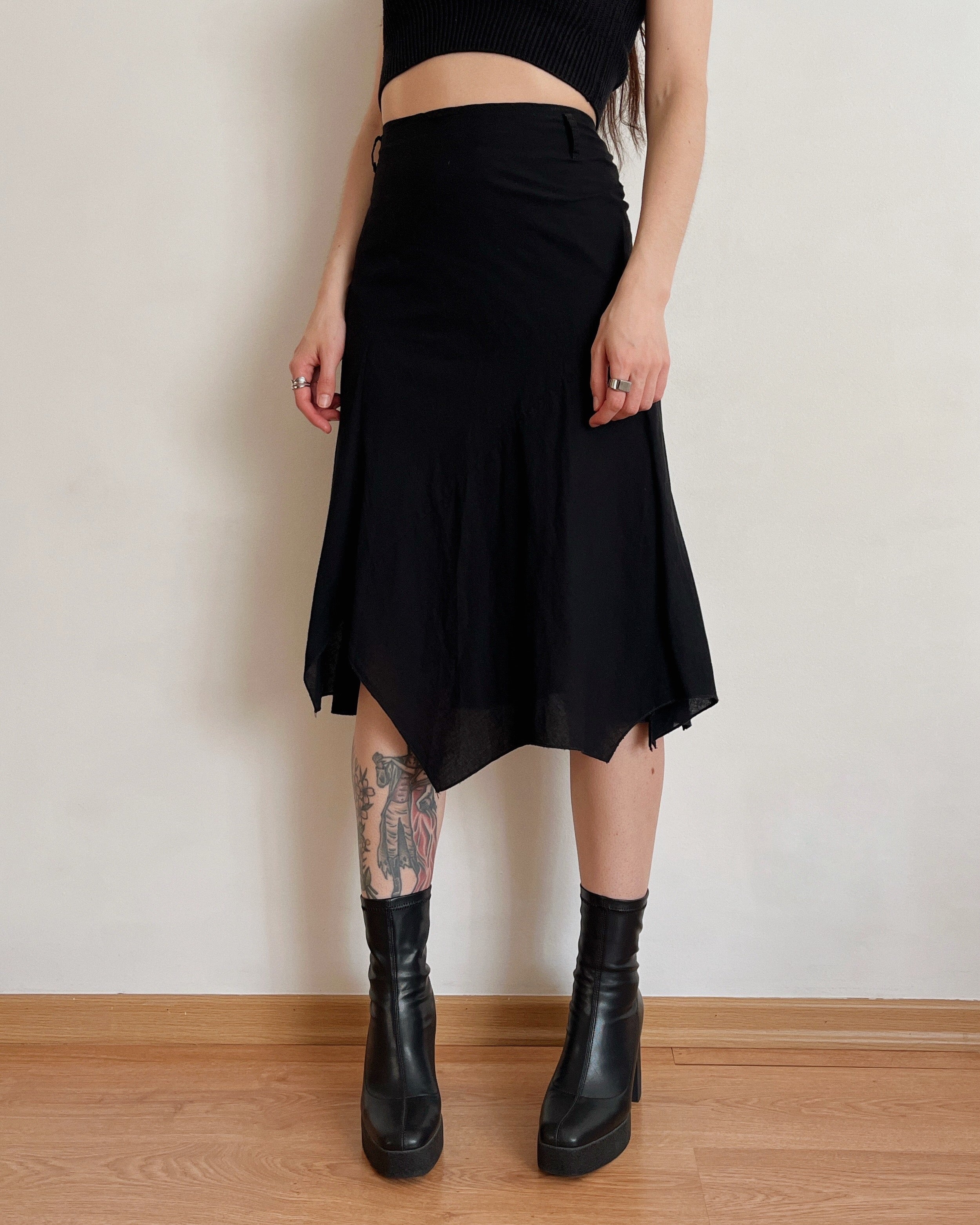 100% cotton asymmetric midi skirt (L)