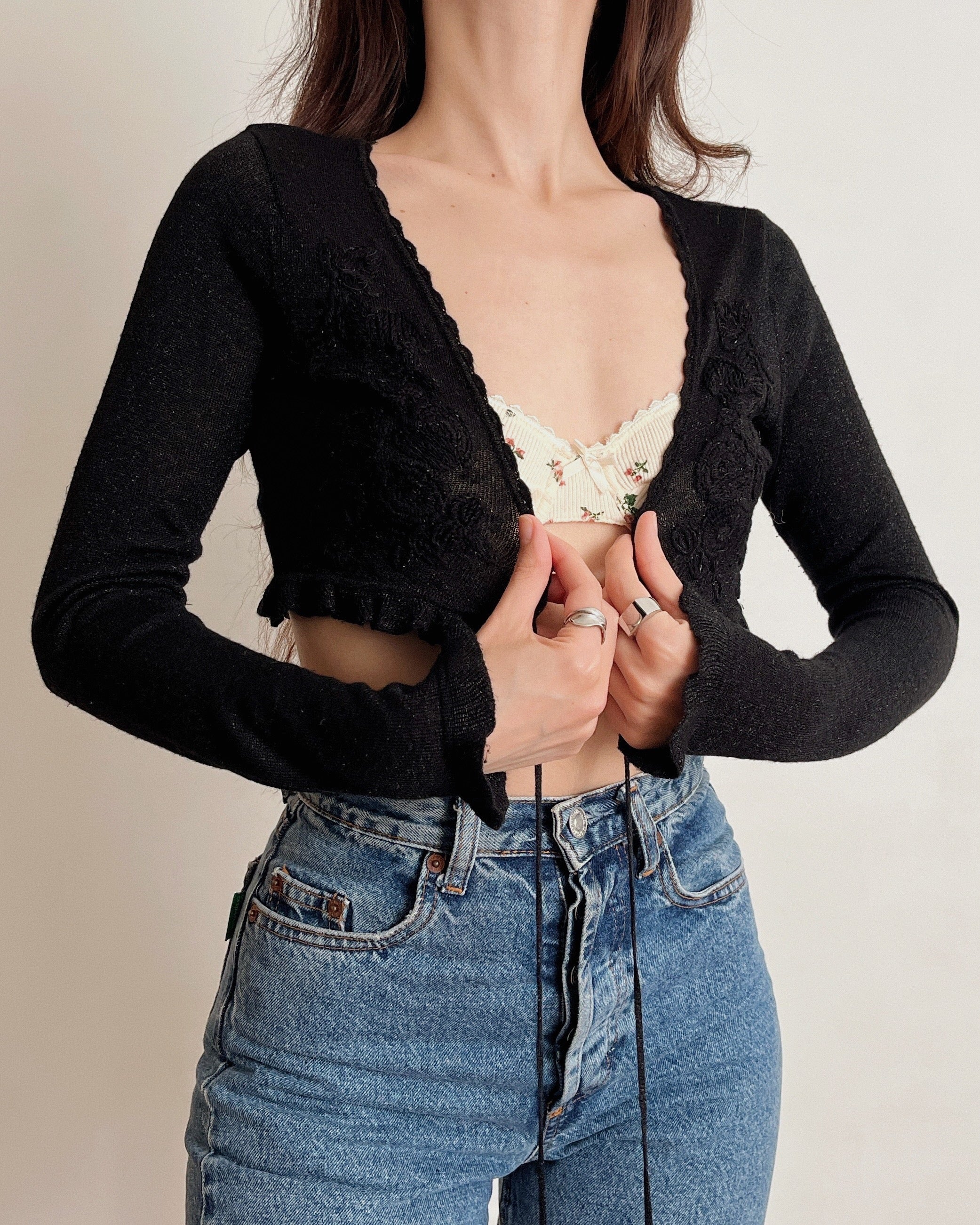 Embroidered knit bolero (2XS/XS)