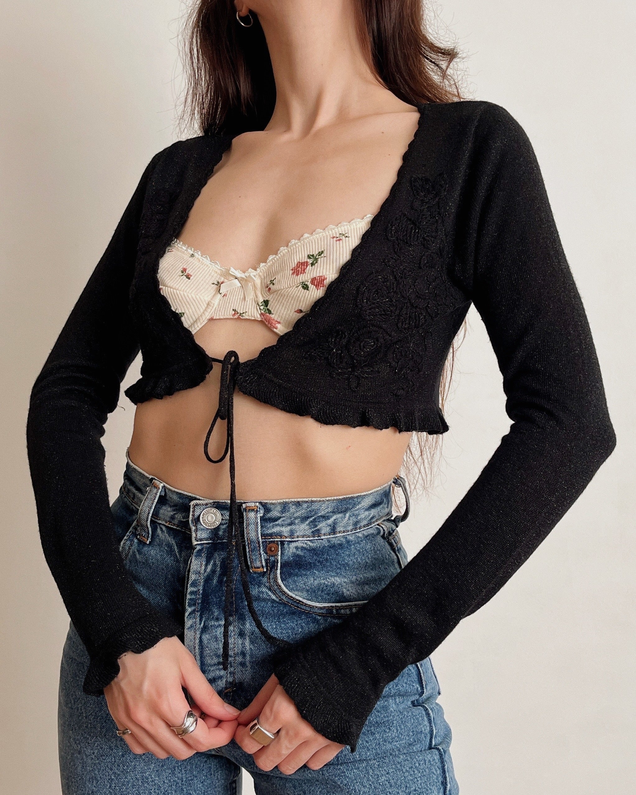 Embroidered knit bolero (2XS/XS)
