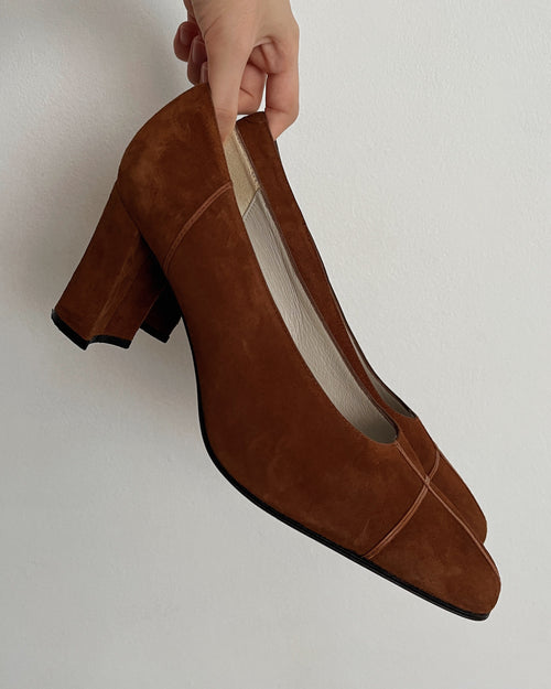 Vintage brown suede heels (39)