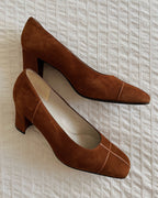 Vintage brown suede heels (39)