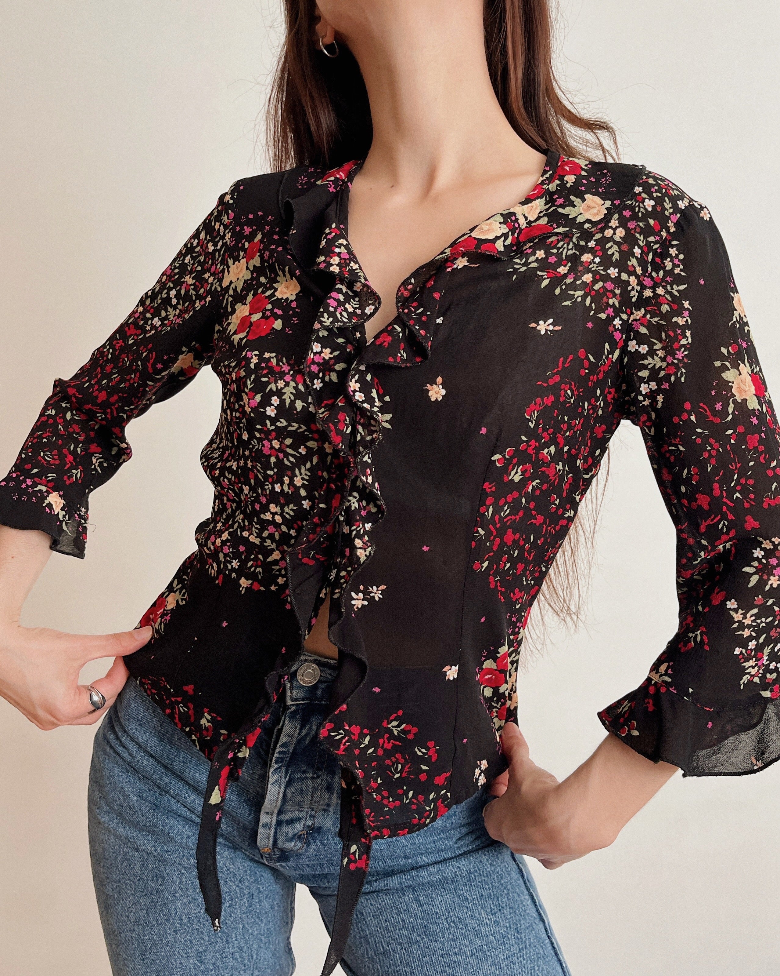 Vintage floral blouse (XS)