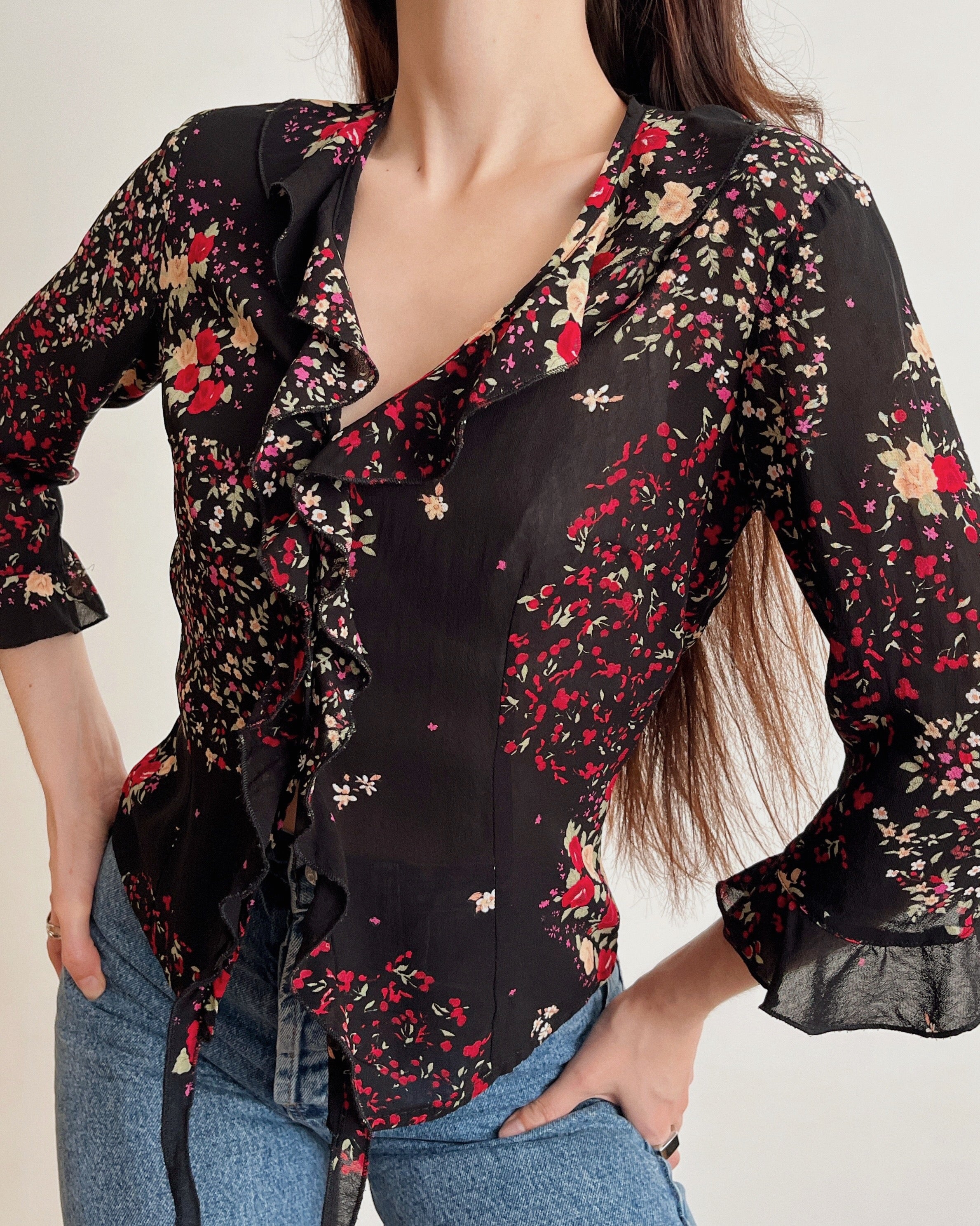 Vintage floral blouse (XS)