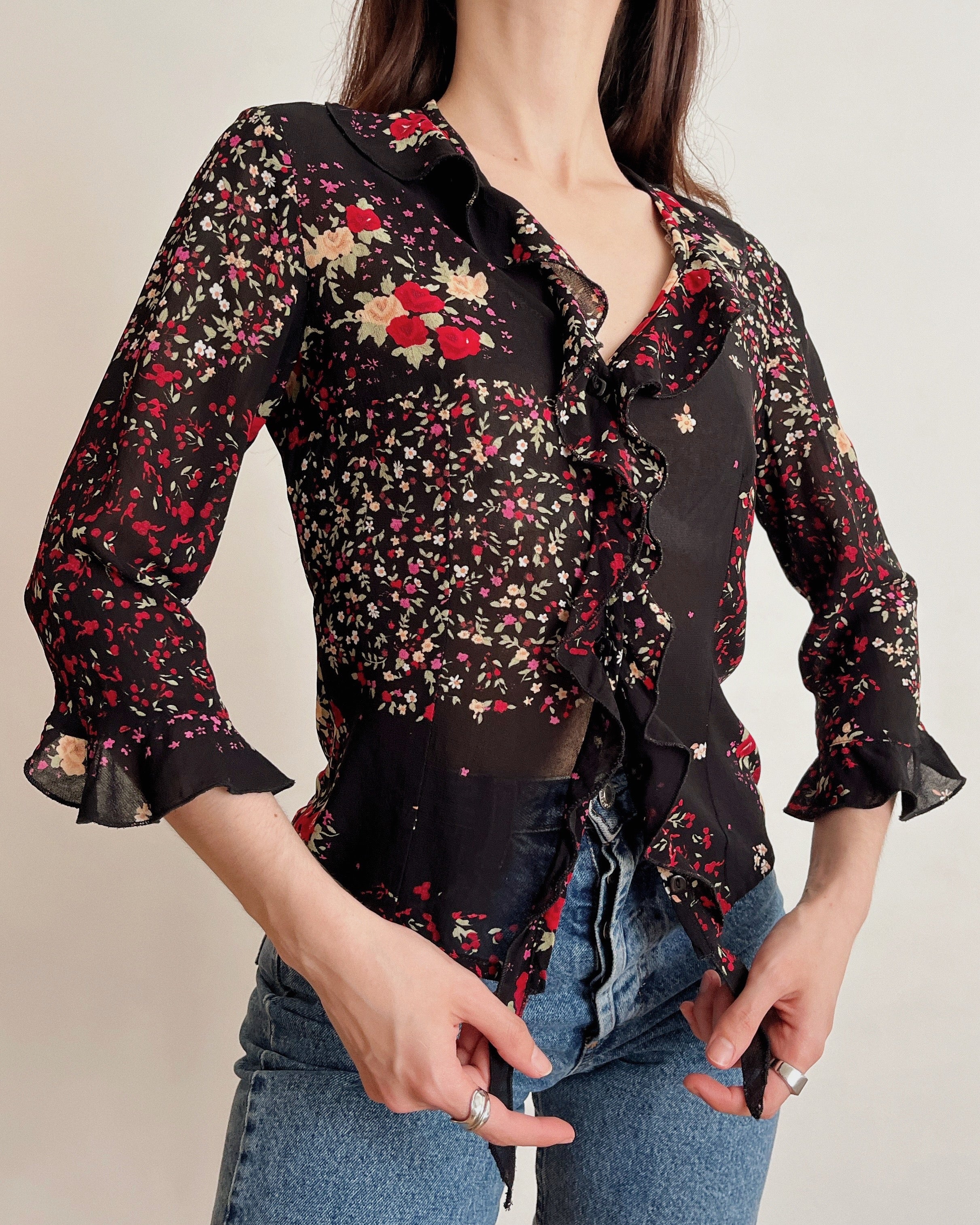 Vintage floral blouse (XS)