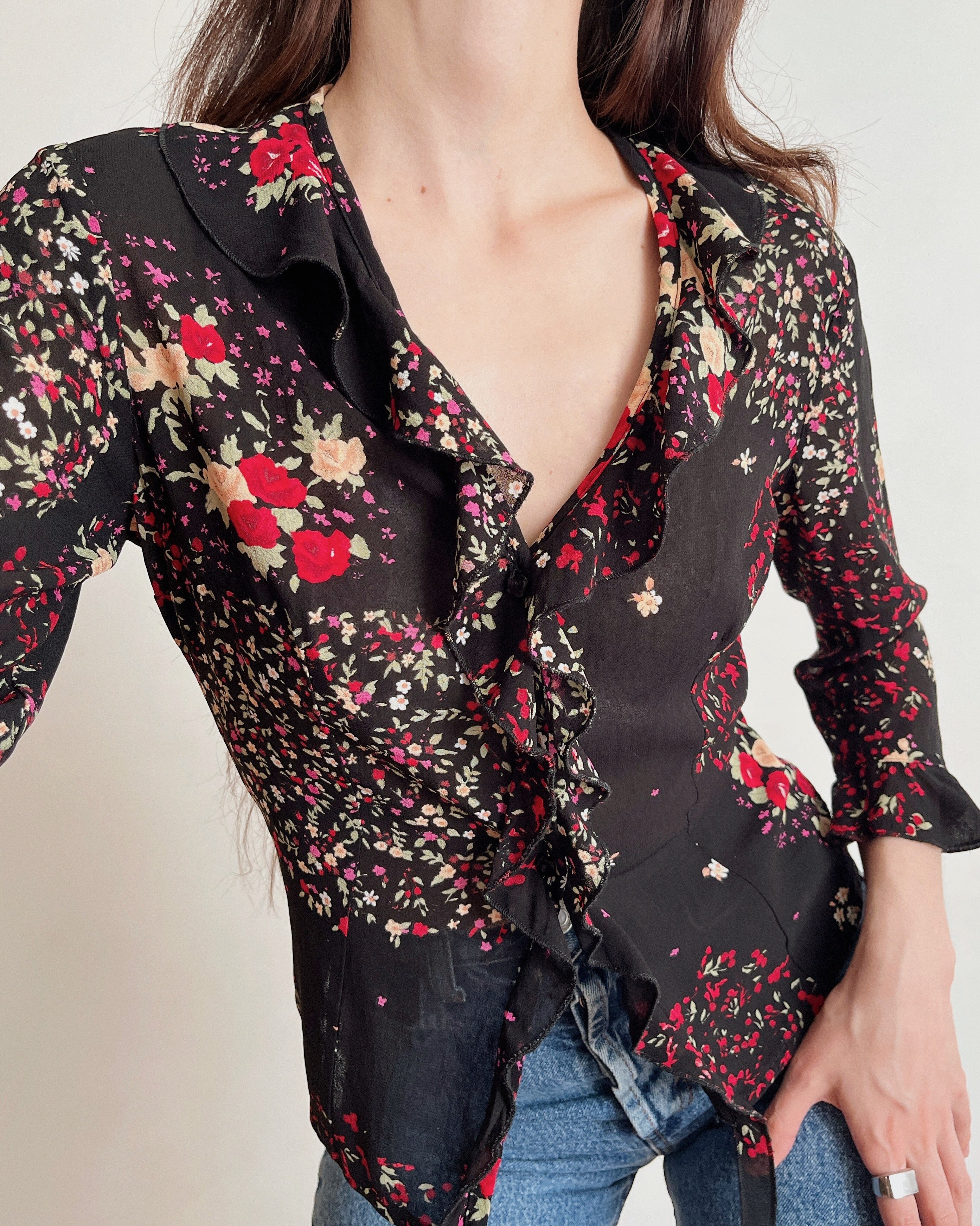 Vintage floral blouse (XS)