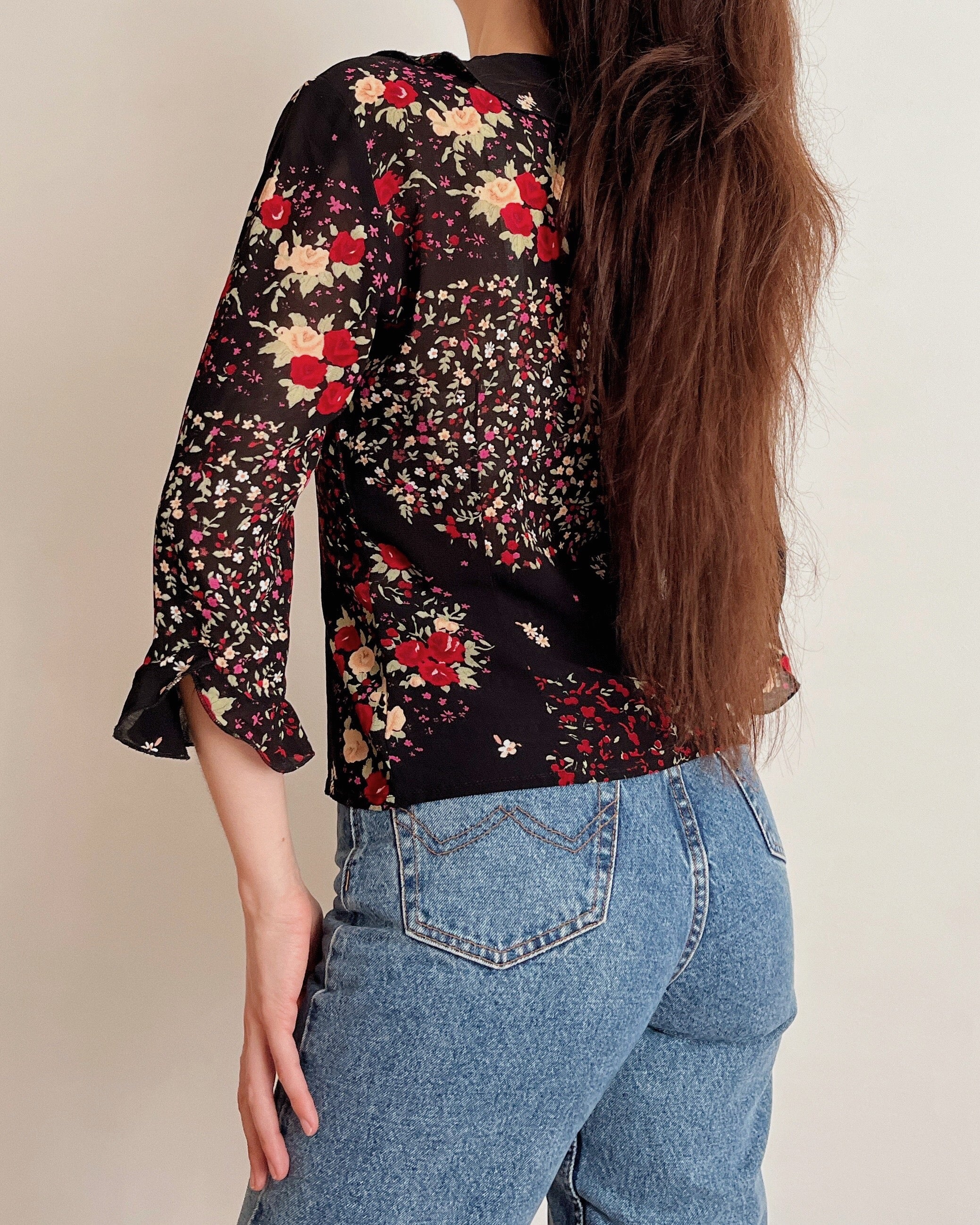 Vintage floral blouse (XS)