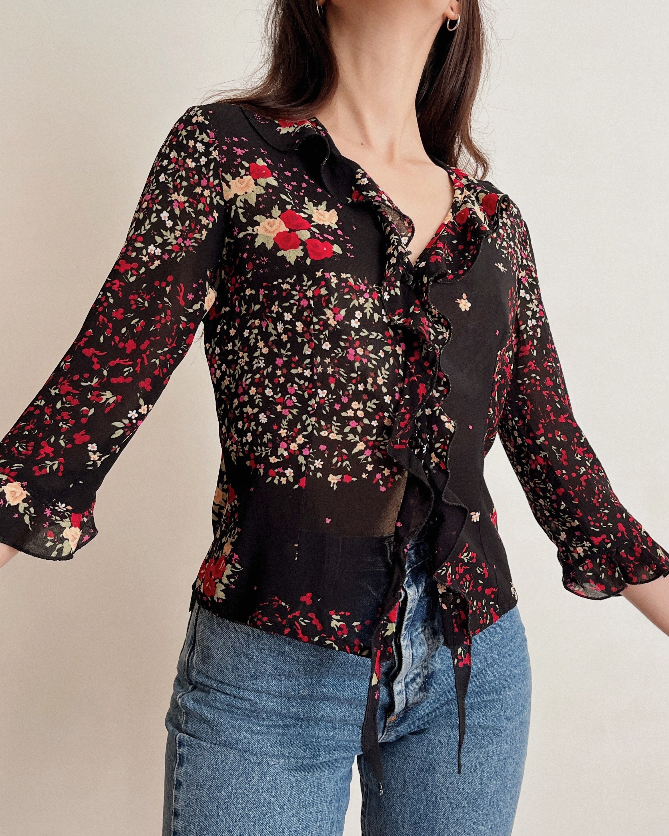 Vintage floral blouse (XS)