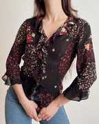 Vintage floral blouse (XS)