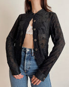 Vintage mesh embroidered shirt (S)