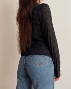 Vintage mesh embroidered shirt (S)