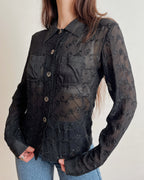 Vintage mesh embroidered shirt (S)