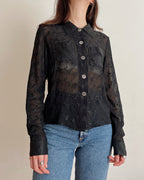 Vintage mesh embroidered shirt (S)