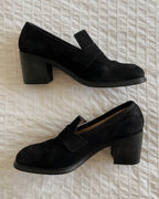 Vintage black suede loafers (39)