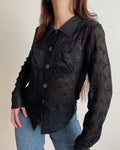 Vintage mesh embroidered shirt (S)
