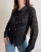 Vintage mesh embroidered shirt (S)