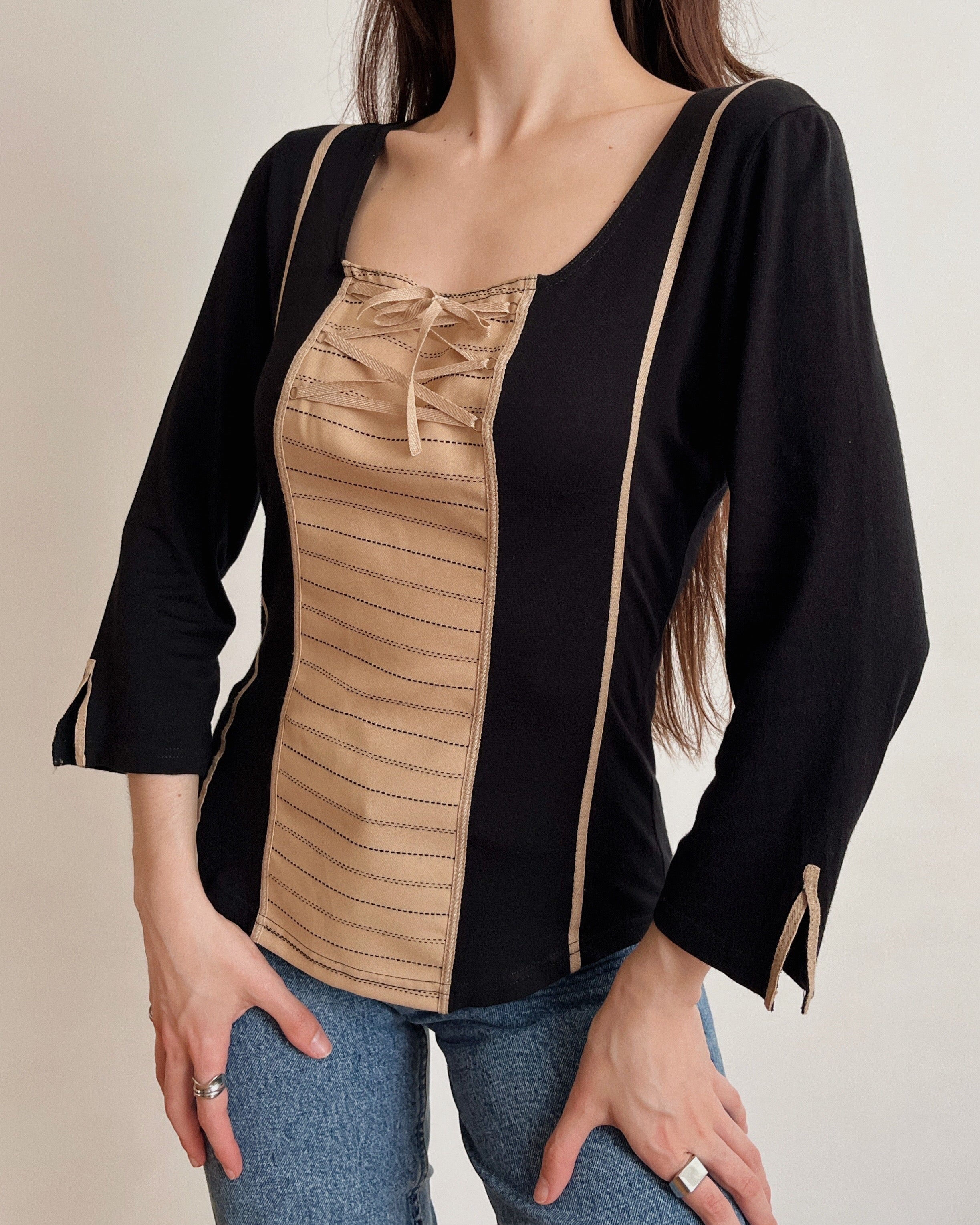 Vintage corset effect top (S/M)