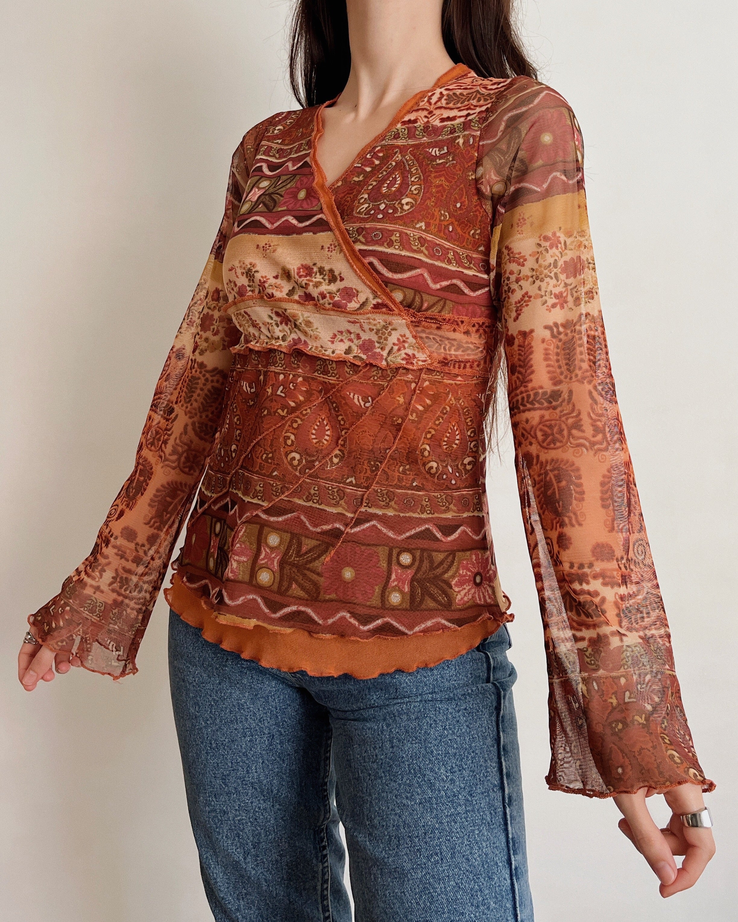 V-neck mesh top (XS-M)