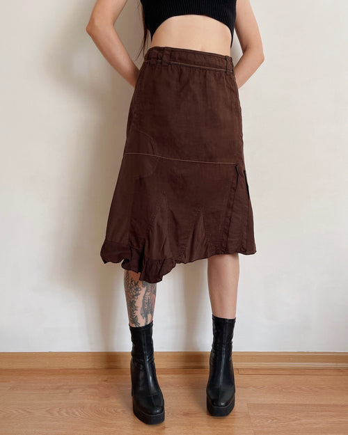Linen, cotton and silk asymmetric skirt (XS)