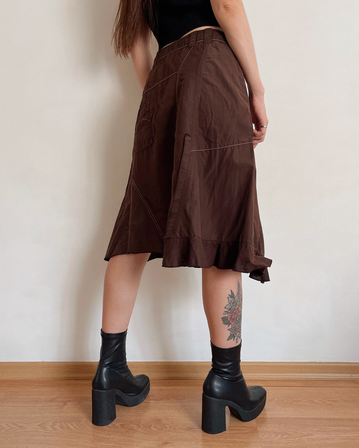 Linen, cotton and silk asymmetric skirt (XS)