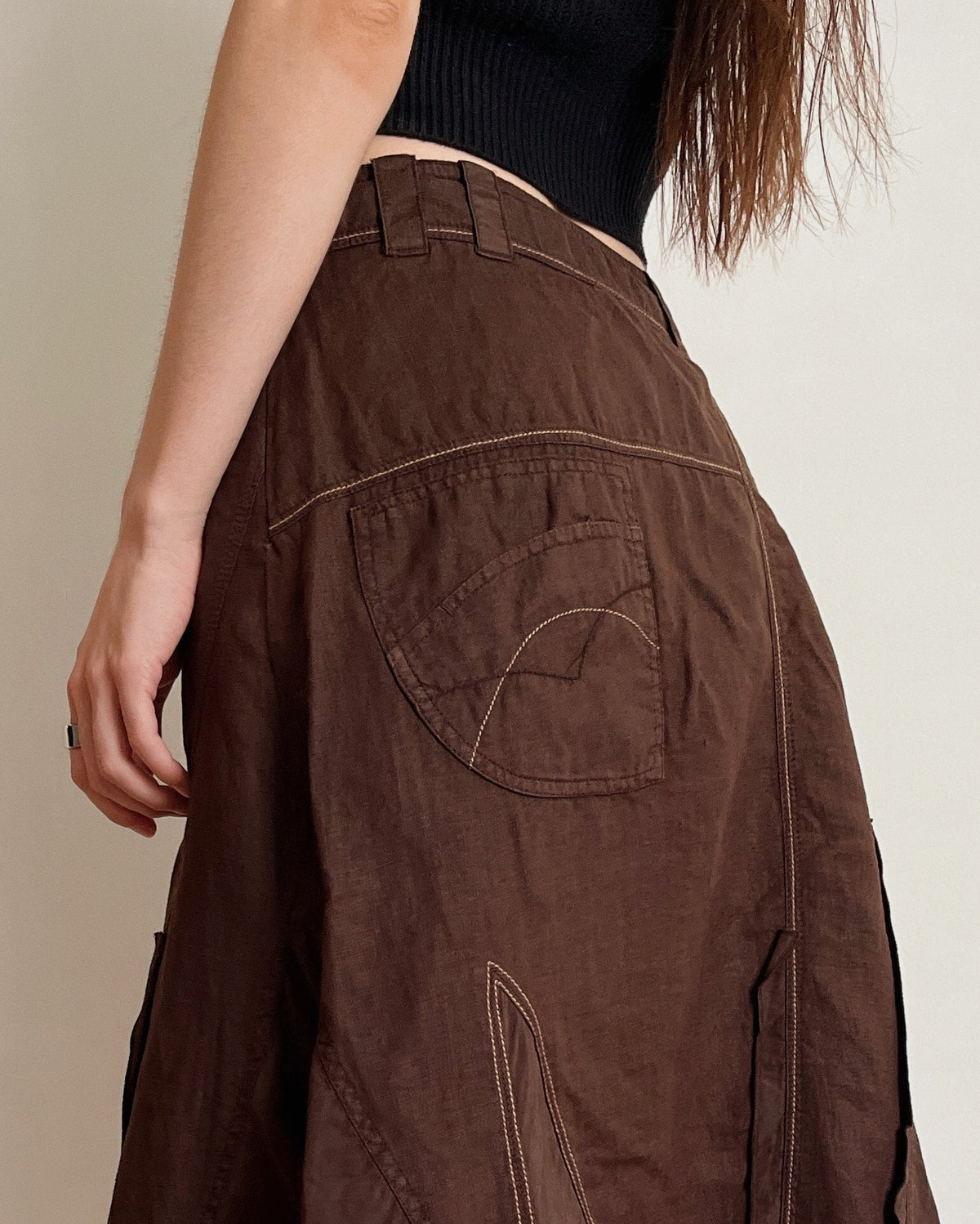 Linen, cotton and silk asymmetric skirt (XS)