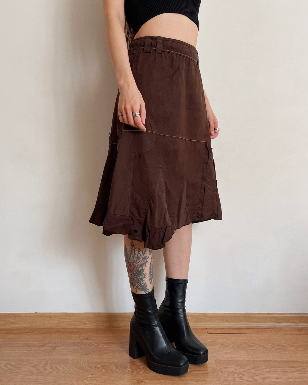 Linen, cotton and silk asymmetric skirt (XS)