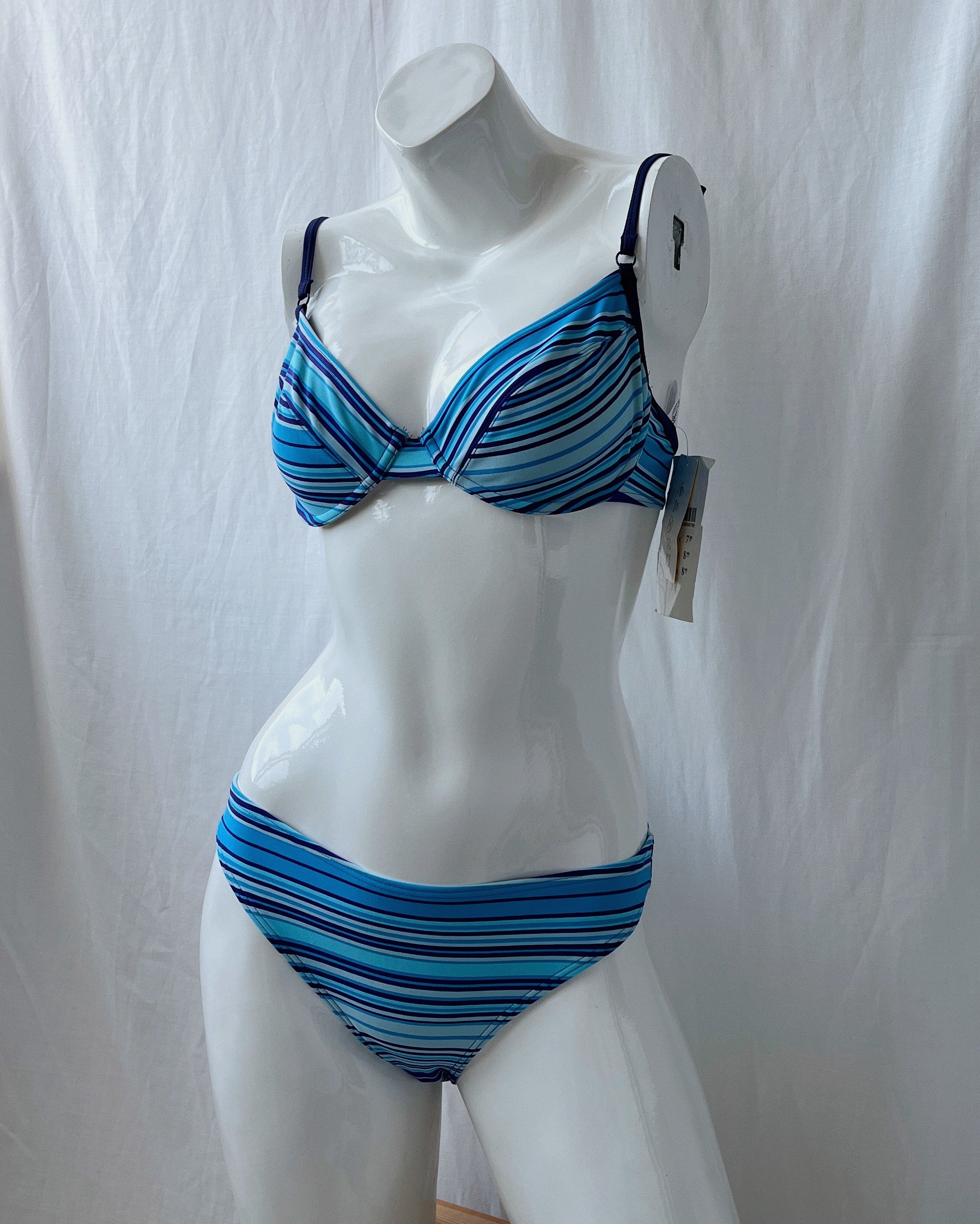 Deadstock blue striped bikini (XS/S)