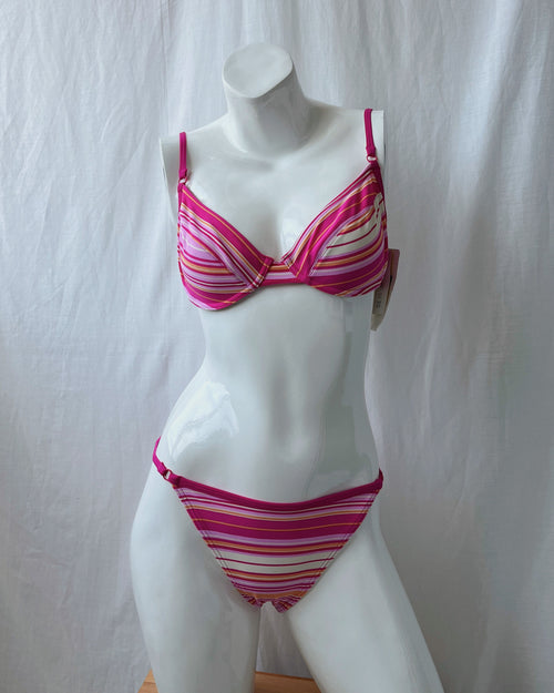 Deadstock pink striped bikini (XS/S)