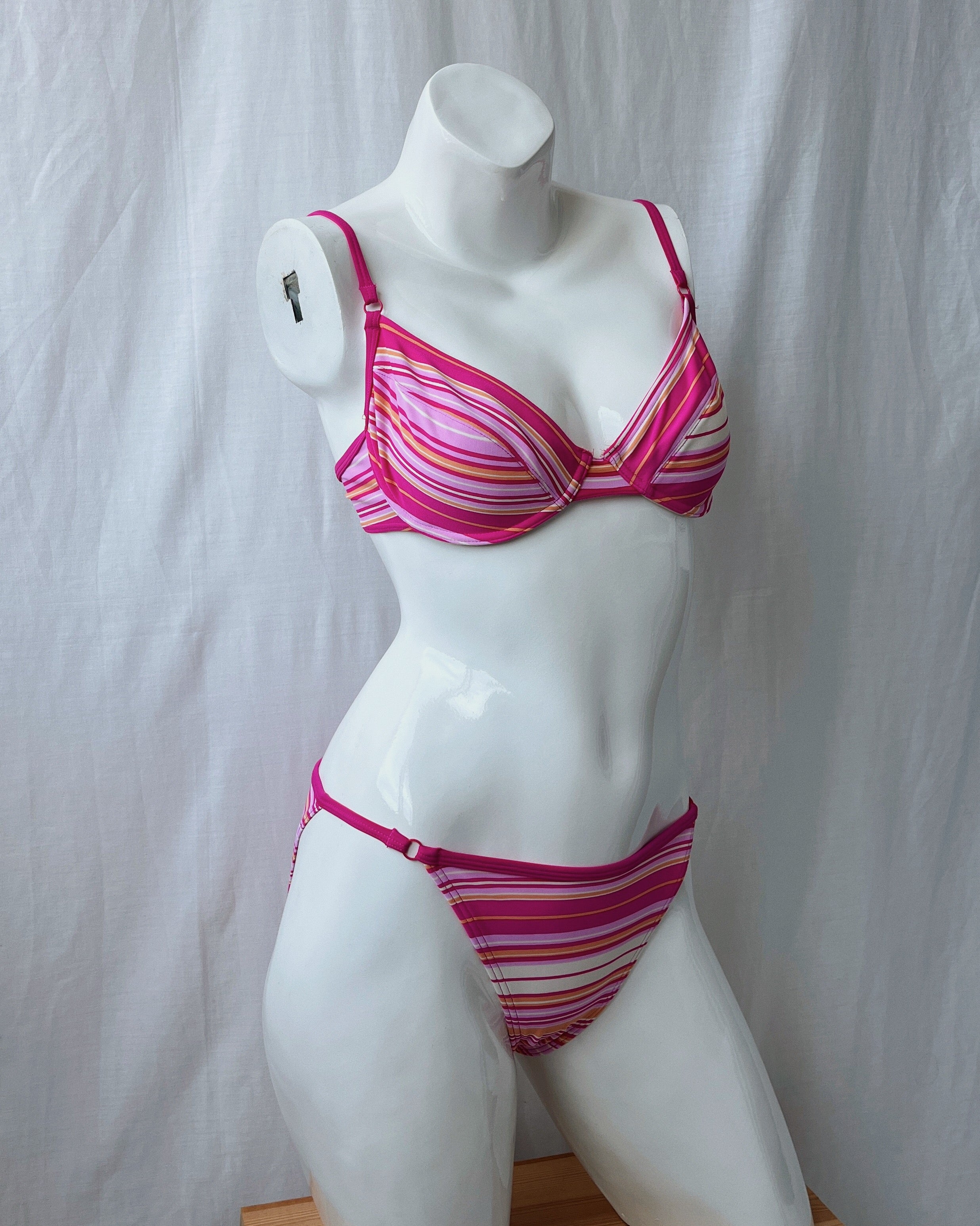 Deadstock pink striped bikini (XS/S)