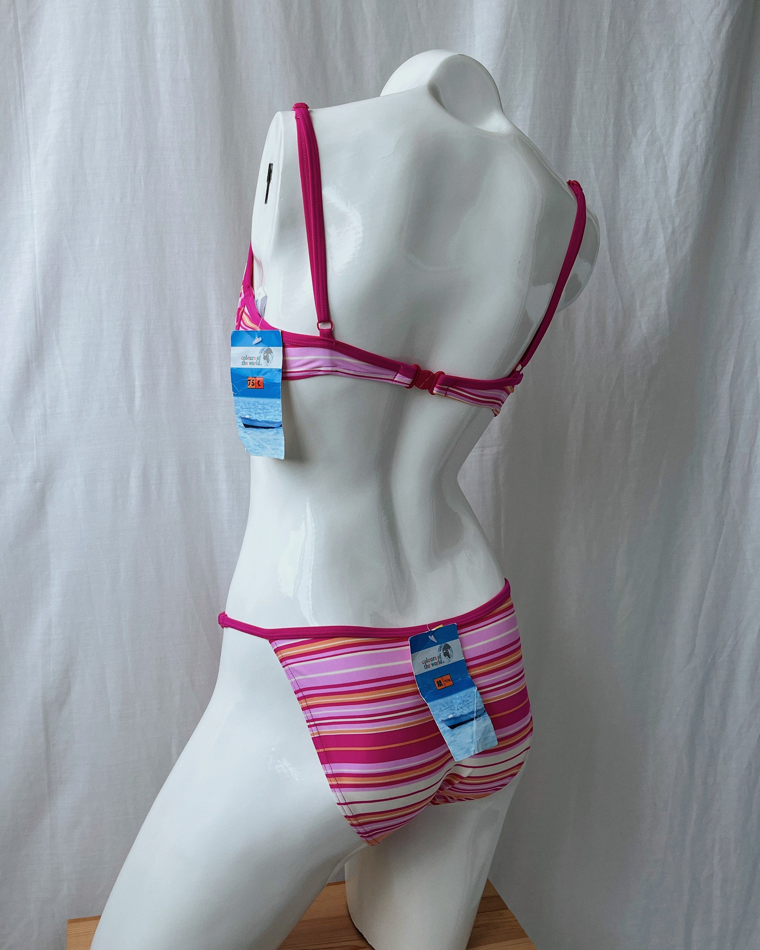 Deadstock pink striped bikini (XS/S)
