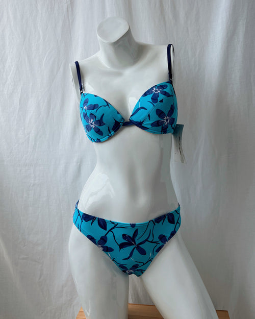 Deadstock blue floral bikini (XS-M)