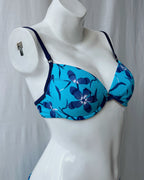 Deadstock blue floral bikini (XS-M)